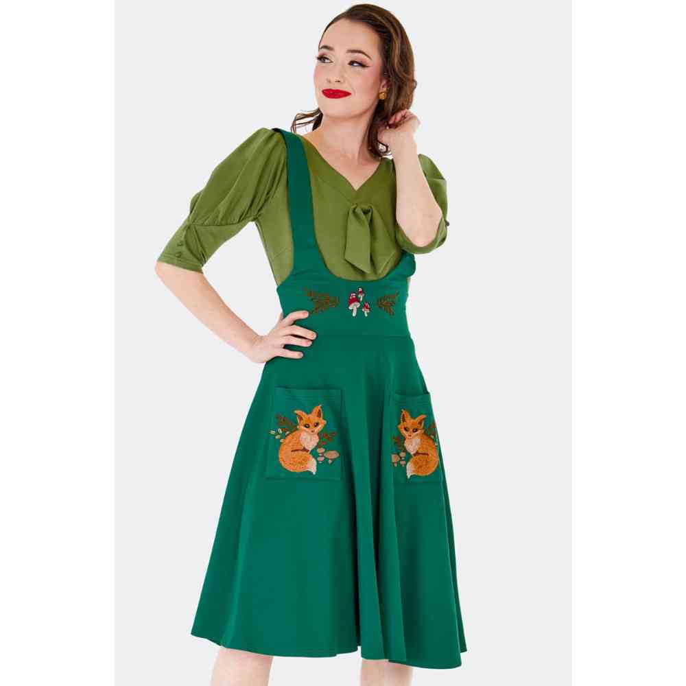 Voodoo Vixen - Forest Fox Pocket Flare Rok - Groen